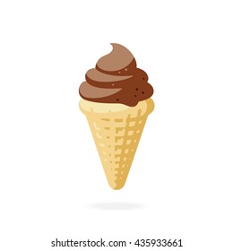 Vector illustration of chocolate ice cream cone.