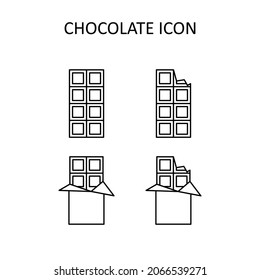 Ilustración vectorial con icono de chocolate. Dibujo de esquema.