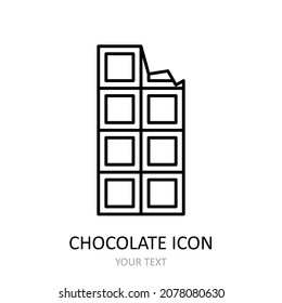 Vector illustration with chocolate icon. Outline drawning.