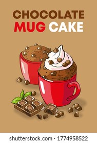 Ilustración vectorial Muffin de tarta de chocolate en una taza