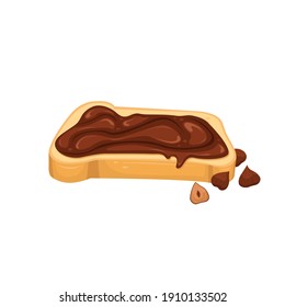 Vector illustration of a chocolate paste sandwich. Sweet snack. Chocolate-nut paste.