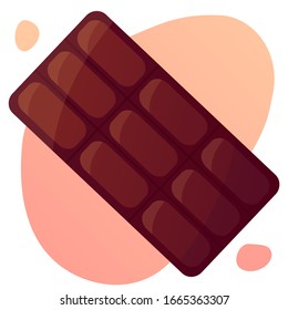 Vector illustration of a chocolate plate  on an orange background. Sweet element of design