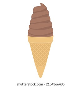 Vector illustration of chocolate soft serve ice cream cone.