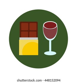 vector illustration of chocolate and wine