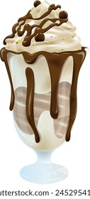 Vector illustration of a chocolate-topped sundae