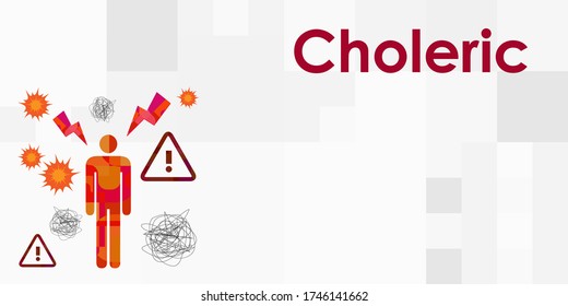 Vector Illustration Choleric Type People With Temperament Name Title