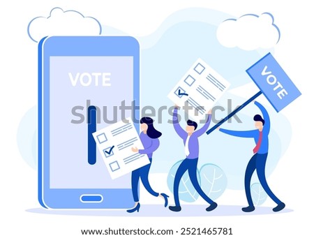 Vector illustration of choosing candidates, citizens voting and determining candidates. Symbolic referendum and poll choice event.