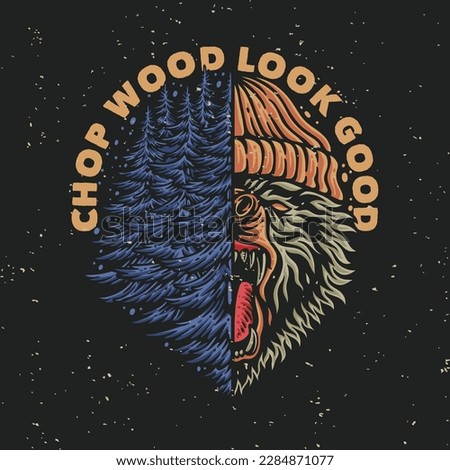 vector illustration chop wood look good for t shirt design