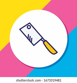 Ilustración vectorial de la línea coloreada con icono de cuchilla. Los hermosos utensilios de cocina también se pueden utilizar como elemento icono carnicero.