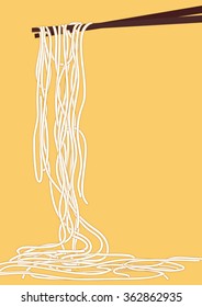 vector illustration Chopsticks noodle background vertical