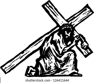 Vector illustration of Christ carrying the cross