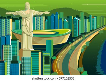 vector illustration of Christ the Redeemer statue in Brazil svg