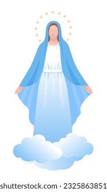 Vector illustration for the Christian community: Mother of God or Holy Mary Mother of God. Can be used to decorate the Assumption, Nativity or the Nativity of the Blessed Virgin Mary.