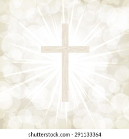 Vector illustration of Christian cross with bokeh. High quality design element