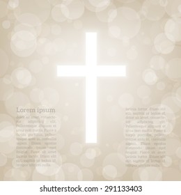 Vector illustration of Christian cross with bokeh. High quality design element