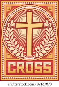 vector illustration of christian cross - poster