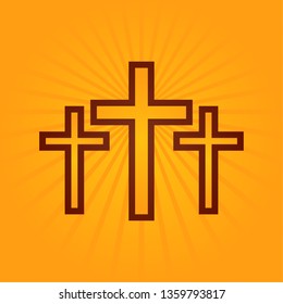 Vector illustration of christian cross and radial light 