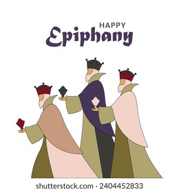 Vector Illustration of the Christian Festival: Epiphany Day or Día de los Reyes Magos