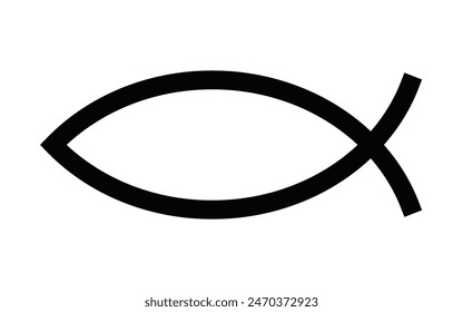 Vector illustration of a Christian fish symbol (Ichthys) icon. Ideal for representing Christianity, faith, and religion concepts. Editable stroke.