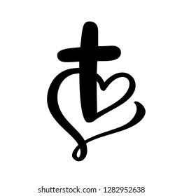 Vector illustration of Christian Logo. Emblem with Cross and Holy Bible. Religious community. Design element for poster, logo, badge, sign