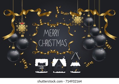 vector illustration of christmas 2018 background with christmas confetti gold and black colors lace for text 2018