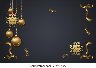 vector illustration of christmas 2018 background with christmas confetti gold and black colors lace for text