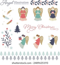 Vector illustration of Christmas and angel material