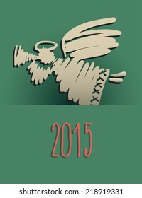 vector illustration of christmas angel paper background