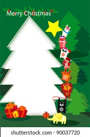 Vector illustration of christmas animals frame