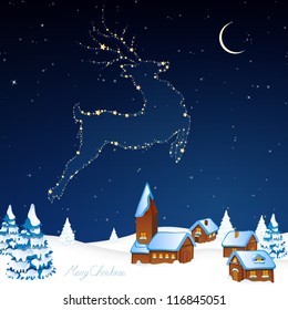 Vector Illustration of a Christmas Background with an Abstract Reindeer