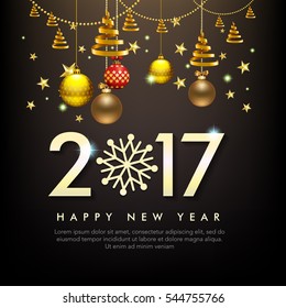 vector illustration of christmas background with christmas ball star snowflake and confetti 