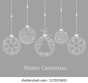 Vector illustration of a Christmas background. Christmas balls made of stars. Happy Christmas greeting card.