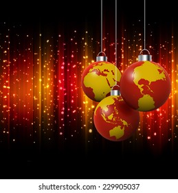 Vector illustration of Christmas background with baubles.