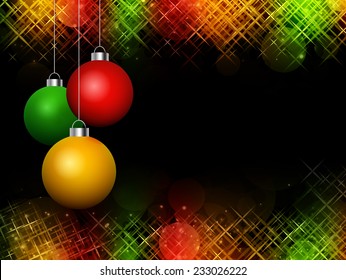 Vector illustration of Christmas background with baubles. 