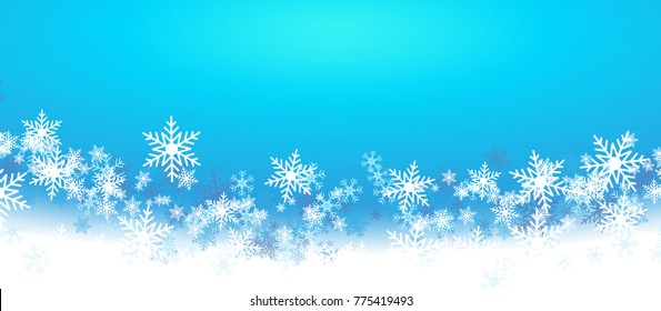 Vector illustration of Christmas background with blue and white snowflakes