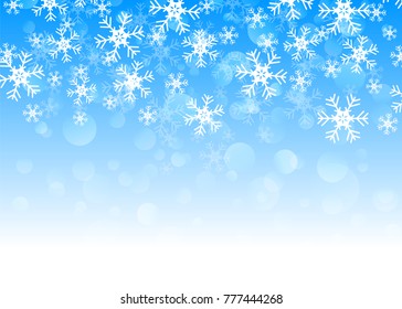 Vector illustration of Christmas background with blue and white snowflakes