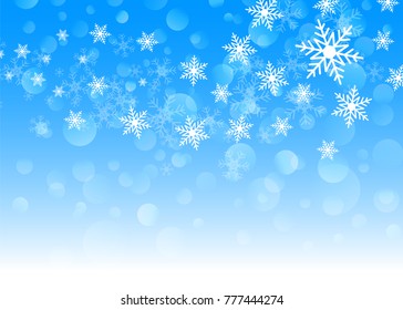 Vector illustration of Christmas background with blue and white snowflakes