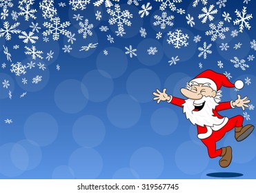 vector illustration of a christmas background with a cartoon santa claus