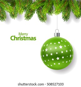 Vector illustration Christmas background with fir branches and ball