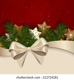 Vector Illustration of a Christmas Background with Gingerbread Cookies