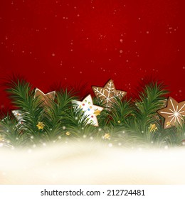 Vector Illustration of a Christmas Background with Gingerbread Cookies
