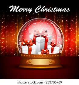 Vector illustration of Christmas background with glass ball.