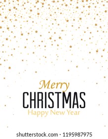 Vector illustration Christmas background. Gold Holiday New year stars.