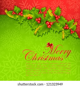 vector illustration of Christmas background with holy leaf