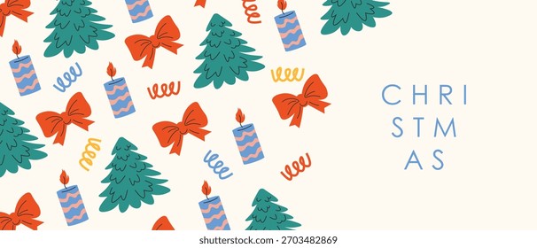 Vector illustration. Christmas background, Merry Christmas. Horizontal banner, cover, background.