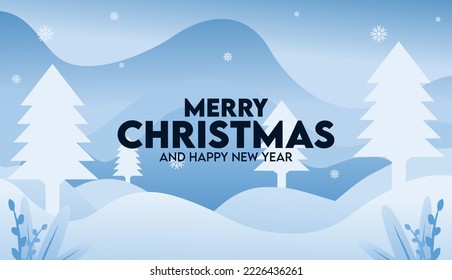 vector illustration of christmas background with natural scenery in pine trees