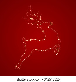 Vector Illustration of a Christmas Background with Reindeer
