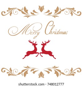 vector illustration of Christmas background with reindeer