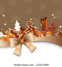 Vector Illustration of a Christmas Background with Ribbon
