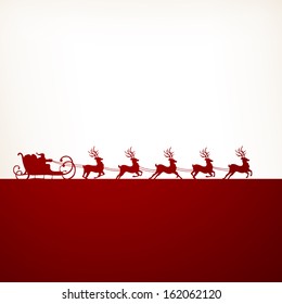 Vector Illustration of a Christmas Background with Santa Claus Driving in a Sledge